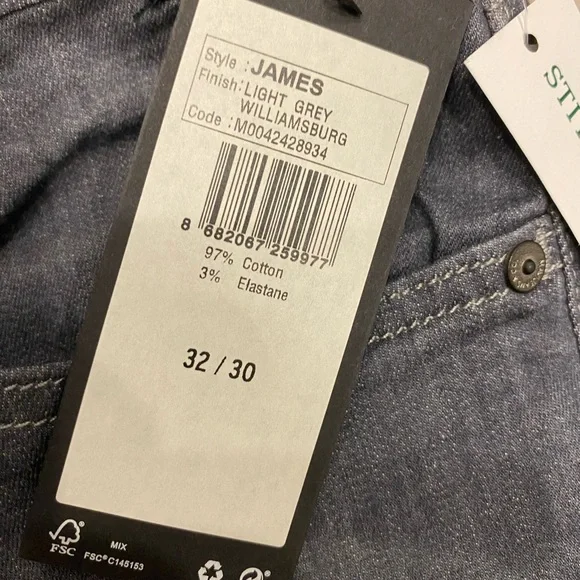 Mavi Jeans Mens 32x30 Gray James Skinny Stretch Cotton Blend NEW! NWT $128